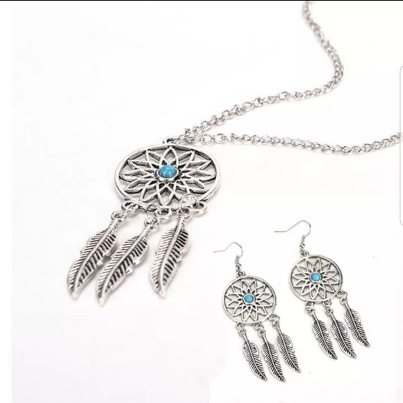 Feather Dream Catcher Necklace & Earrings - Picture 3 of 3
